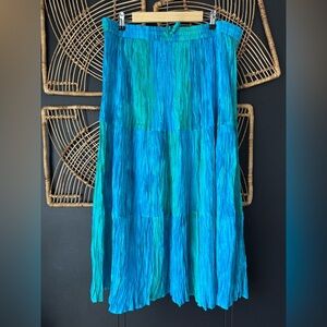 Vintage Collections Etc Blue Tiered Skirt made in India 100% cotton XL